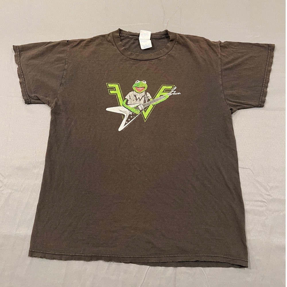 Vintage Weezer Kermit the Frog T-Shirt Brown Delta Pro Weight Distressed 90s M